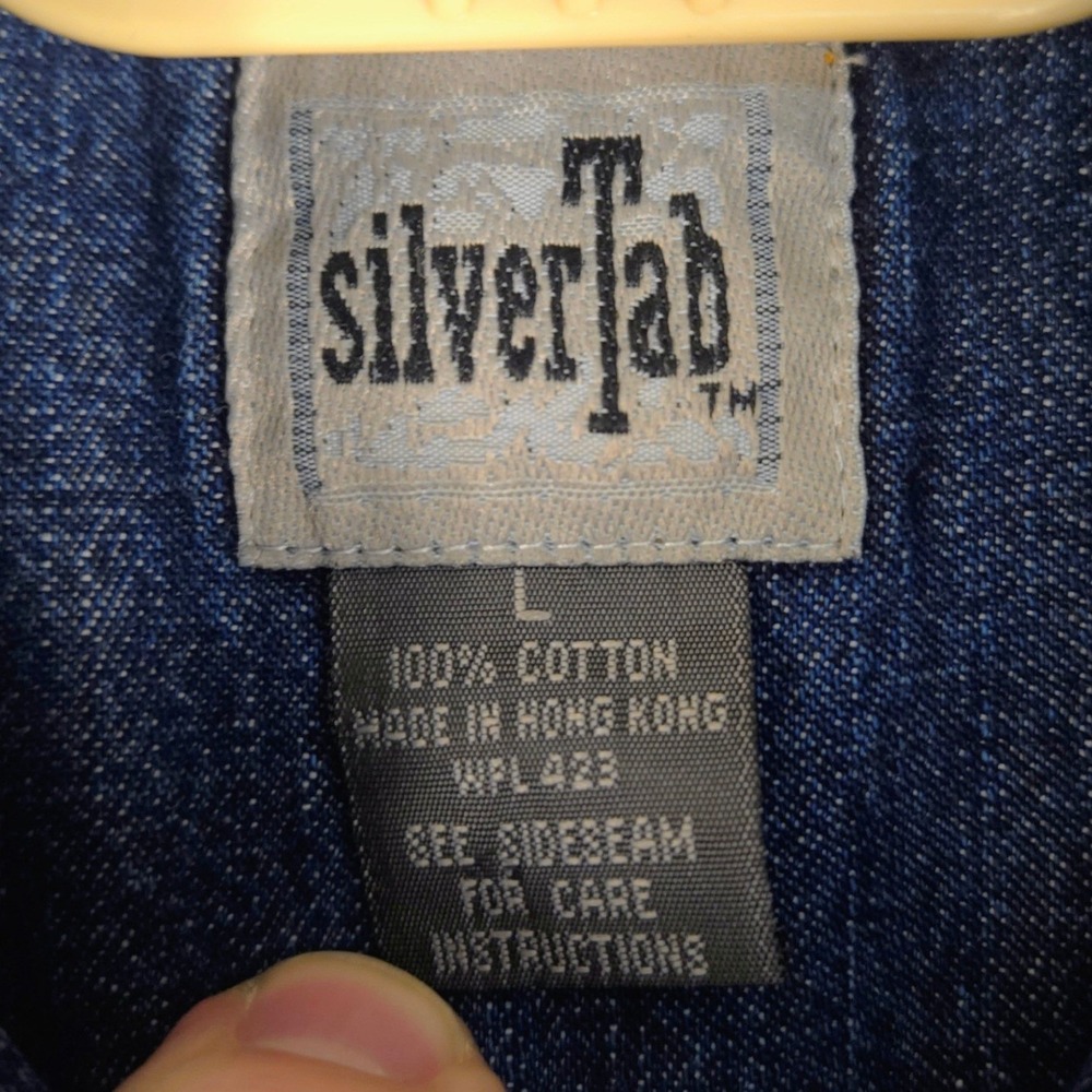 Vintage Levis SilverTab Denim Shirt Womens Large Blue Button Down 40108-7301 - Picture 3 of 7